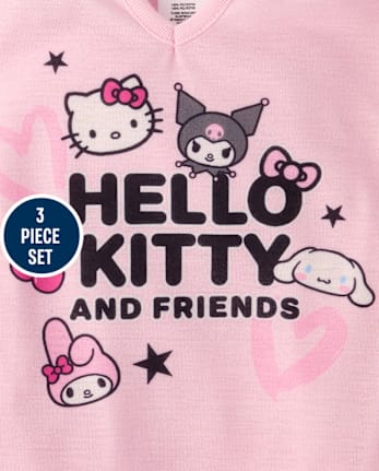 Girls Hello KittyÂ® And Friends 3-Piece Pajama Set - BLACK