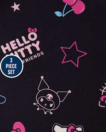 Girls Hello KittyÂ® And Friends 3-Piece Pajama Set - BLACK