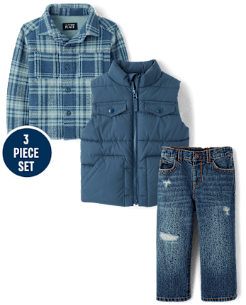Baby And Toddler Plaid 3-Piece Outfit Set