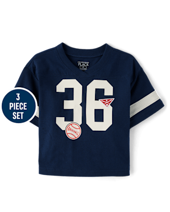 Baby And Toddler Boys Embroidered Varsity 3-Piece Outfit Set