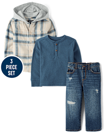 Baby And Toddler Boys Plaid 3-Piece Outfit Set
