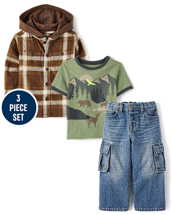 Baby And Toddler Boys Plaid 3-Piece Outfit Set