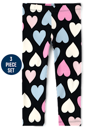 Toddler Girls Heart 3-Piece Outfit Set - BLACK