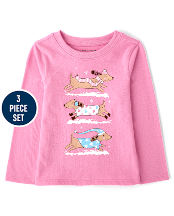 Toddler Girls Winter Dog 3-Piece Outfit Set - MULTI CLR