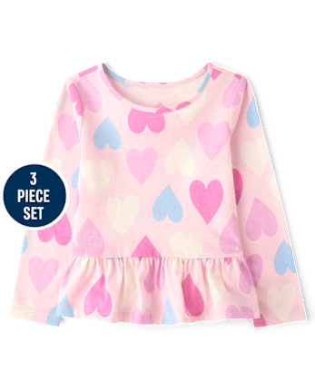 Toddler Girls Unicorn Heart 3-Piece Outfit Set - ROSE MIST