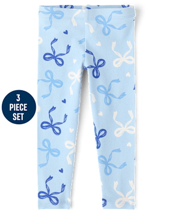 Toddler Girls Cat Bow 3-Piece Outfit Set - BLUE AIR