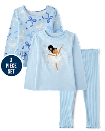 Toddler Girls Snowflake Dancer 3-Piece Outfit Set - BLUE AIR