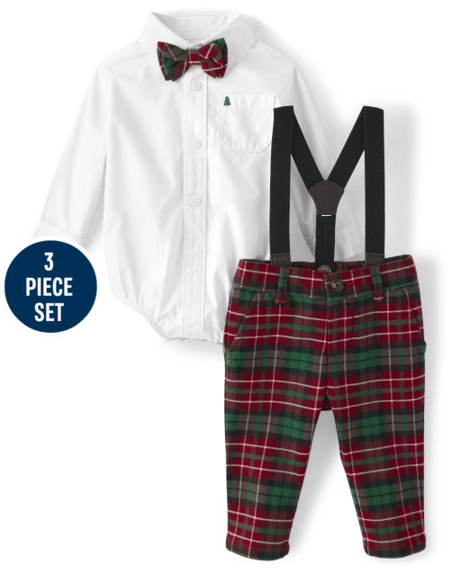 Baby Boys Matching Family Plaid 3-Piece Outfit Set- A Royal Christmas
