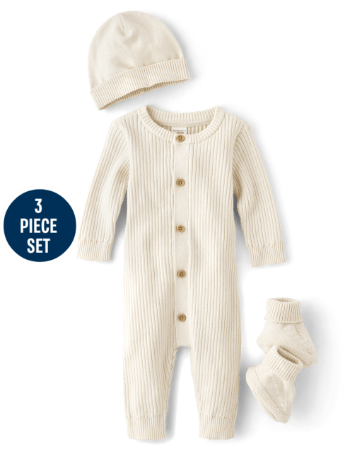 Unisex Baby Ribbed Sweater Romper 3-Piece Outfit Set - Homegrown by Gymboree