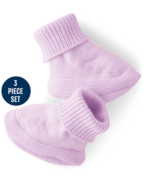 Baby Girls Cable Knit Sweater 3-Piece Outfit Set - view 2