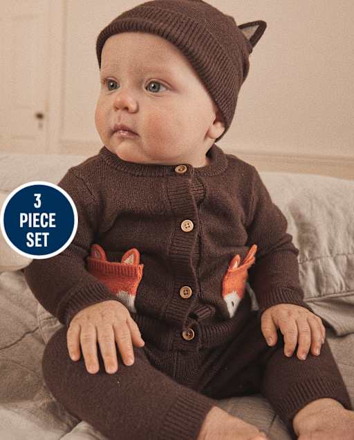 Baby Fox Sweater Cardigan 3-Piece Outfit Set - Homegrown by Gymboree