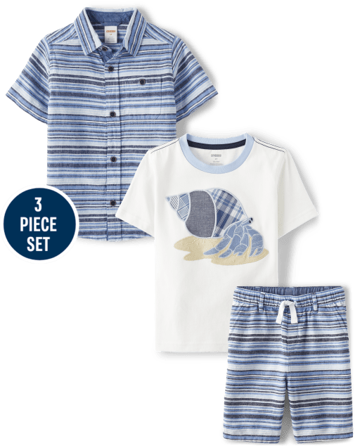 Boys Matching Family Striped Hermit Crab 3-Piece Set - Sandy Shores