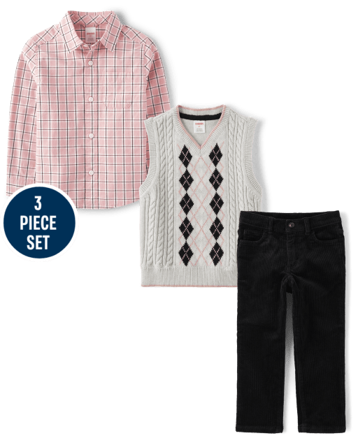 Boys Argyle 3-Piece Outfit Set - Ladies And Gentlemen