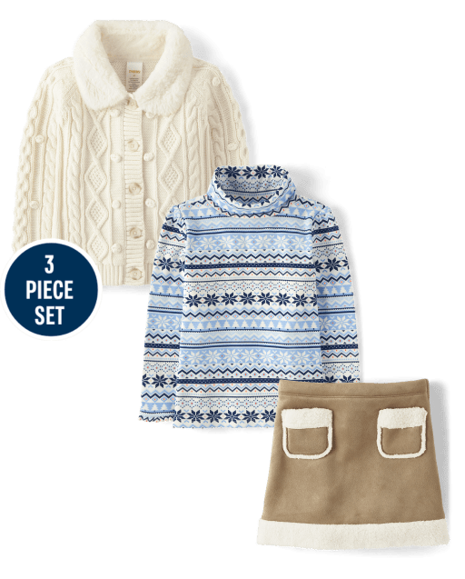 Girls Cable Knit 3-Piece Outfit Set - Mandy Moore for Gymboree