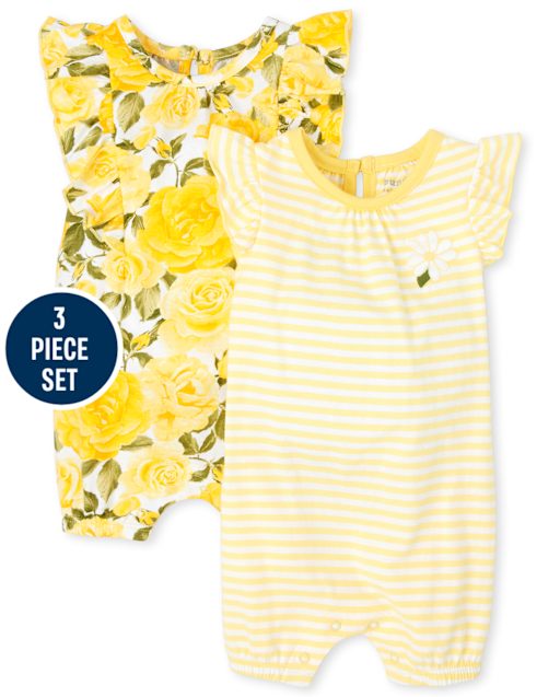 Baby Girls Floral Ruffle Romper 2-Pack