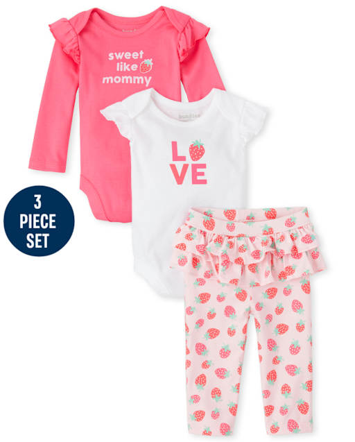 Ensemble de jeu 3 pièces fraise pour bébé fille