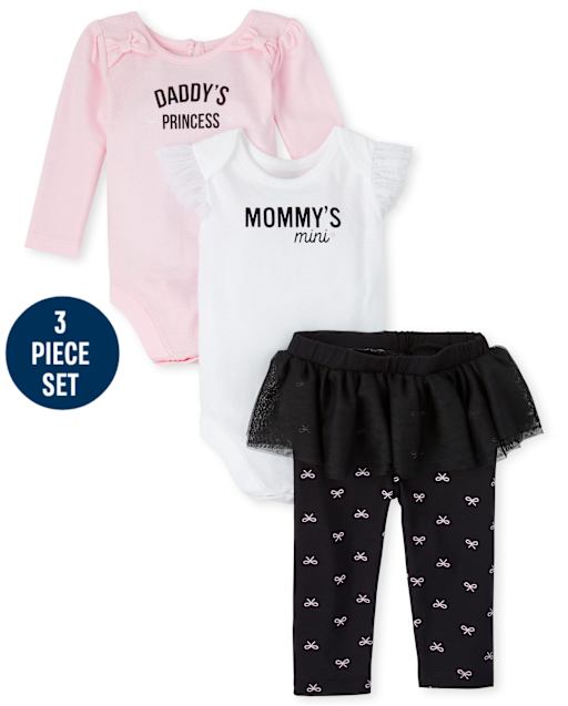 Ensemble de vêtements de jeu 3 pièces maman et papa pour bébé fille