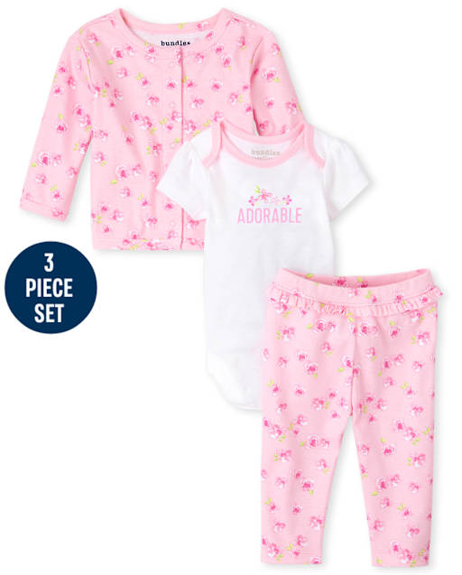 Baby Girls Rose 3-Piece Take Me Home Set