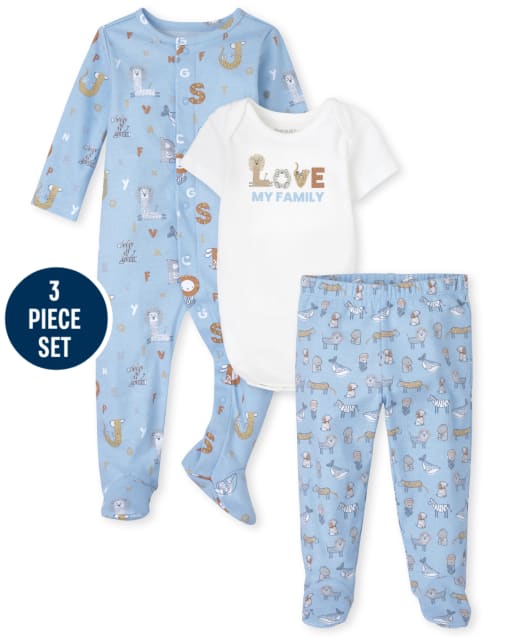 Ensemble 3 pièces animaux pour bébés garçons