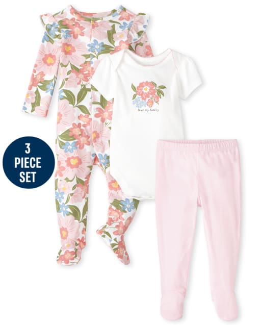 Baby Girls Floral 3-Piece Take Me Home Set