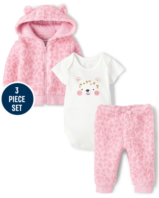Baby Girls Leopard 3-Piece Playwear Set