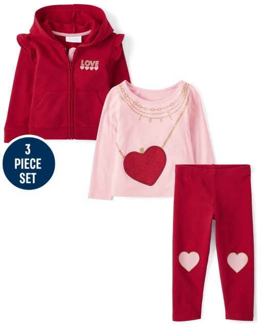 Toddler Girls Heart 3-Piece Outfit Set