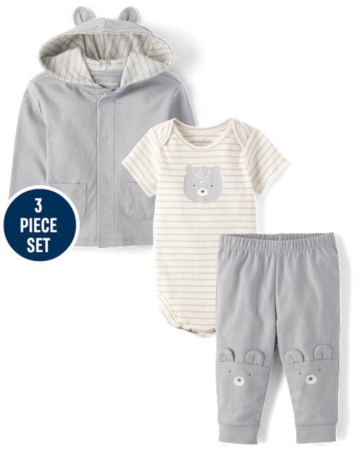 Unisex Baby Bear 3-Piece Outfit Set