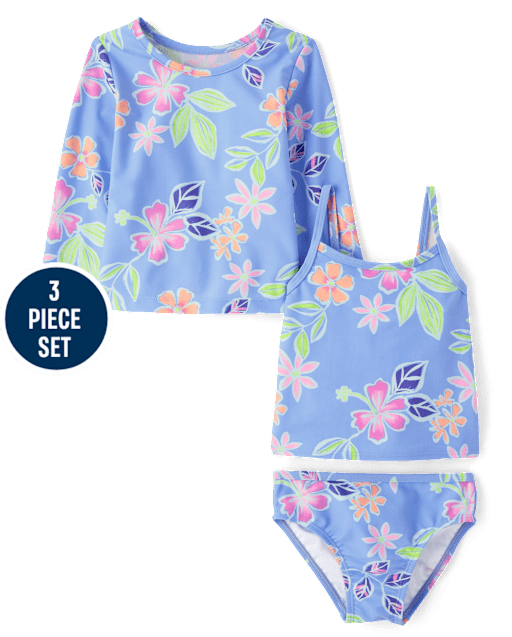 Toddler Girls Tropical 3-Piece Swimsuit