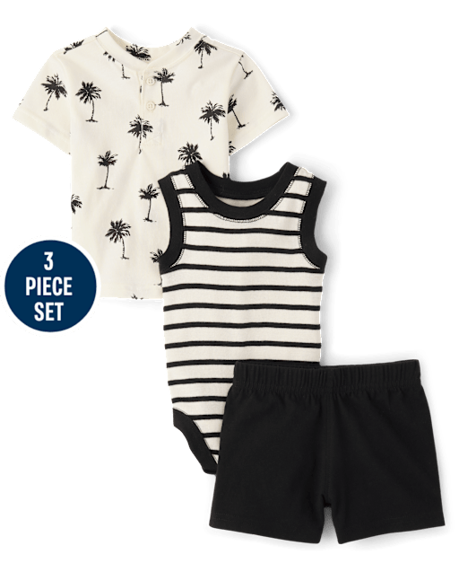 Baby Boys Palm Tree 3-Piece Playwear Set
