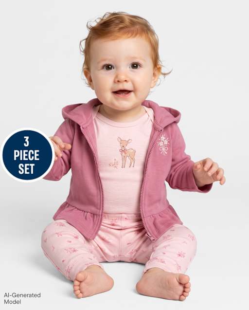 Baby Girls Deer 3-Piece Outfit Set