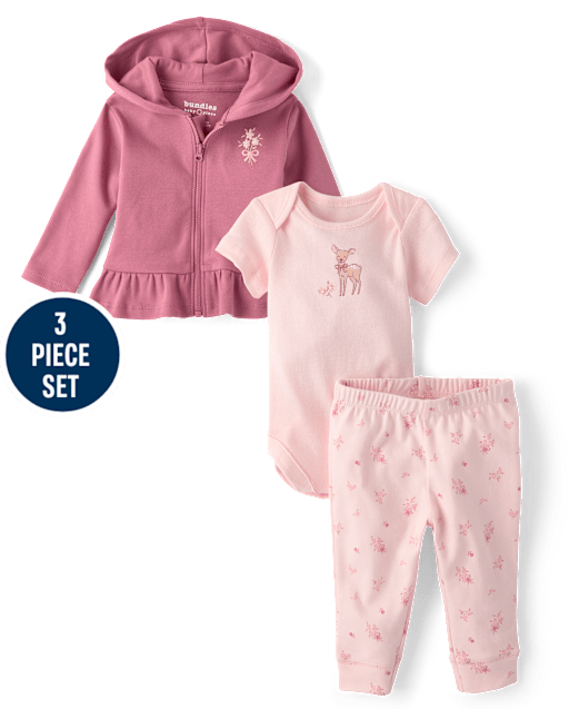 Baby Girls Deer 3-Piece Outfit Set