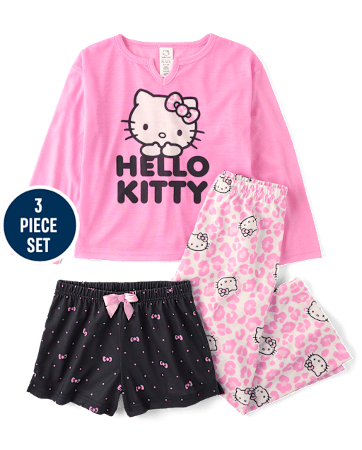 Girls Hello Kitty® Leopard 3-Piece Pajama Set