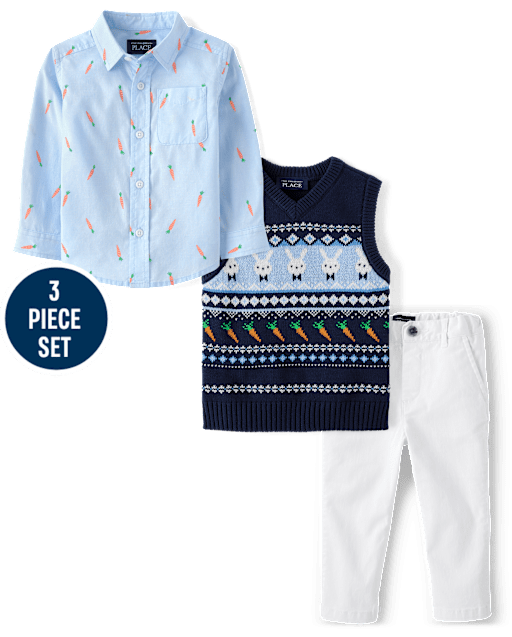 Baby And Toddler Boys Bunny 3-Piece Outfit Set