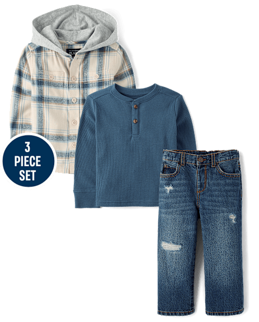Baby And Toddler Boys Plaid 3-Piece Outfit Set