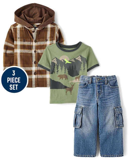 Baby And Toddler Boys Plaid 3-Piece Outfit Set