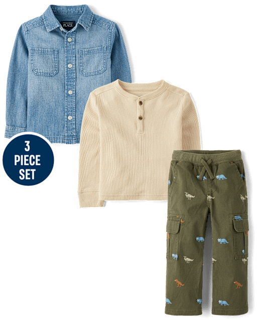 Baby And Toddler Boys Dino 3-Piece Outfit Set