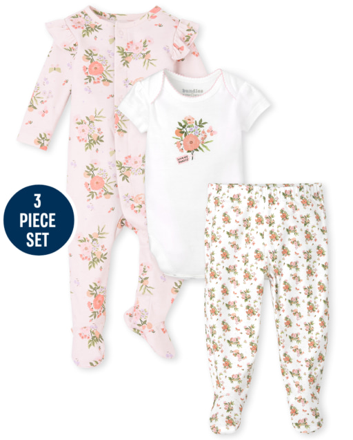Body de manga corta con estampado floral de rosas para bebés y niñas