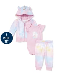Ensemble 3 pieces avec sweat a capuche body et pantalon licorne pour bebe fille CHARISMA The Children s Place CA