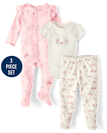 Baby Girls Floral Deer Take Me Home 3-Piece Set