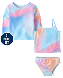 tout-petit, fille arc-en-ciel Maillot de bain 3 pièces marbre