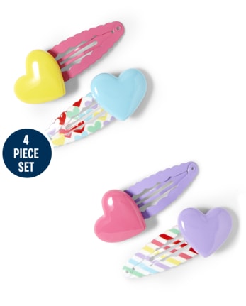 Girls Heart Hair Clips - Sunshine Time
