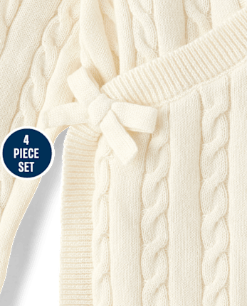 Bébé tricot câblé Bear 4-Pièce Outfit Ensemble