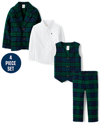 Boys Long Sleeve Plaid Suit 4 Piece Set All Dressed Up MULTI CLR Gymboree