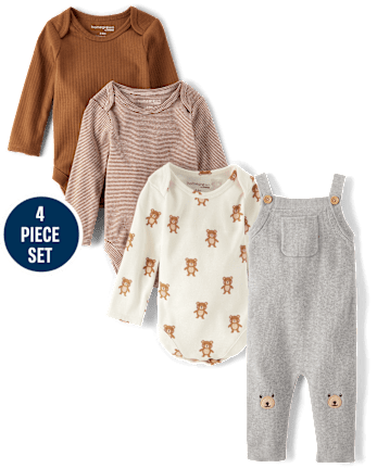 Unisex Baby Bear Sweater Overalls 4-Piece Outfit Set - Homegrown by Gymboree