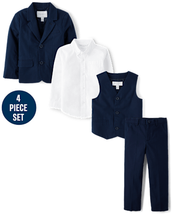 Boys Linen-Blend 4-Piece Suit Set - Special Occasions