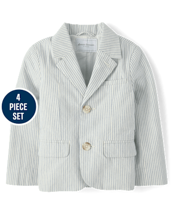 Boys Striped Linen-Blend 4-Piece Suit - Special Occasions