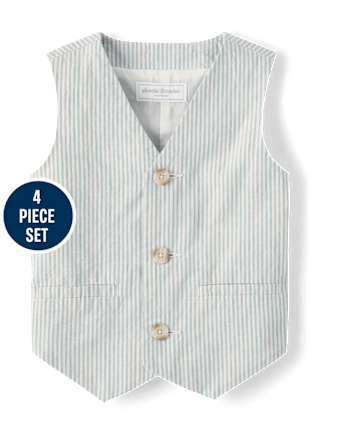 Boys Striped Linen-Blend 4-Piece Suit - Special Occasions