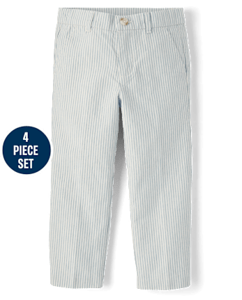 Boys Striped Linen-Blend 4-Piece Suit - Special Occasions