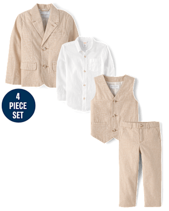 Boys Linen-Blend 4-Piece Suit - Special Occasions