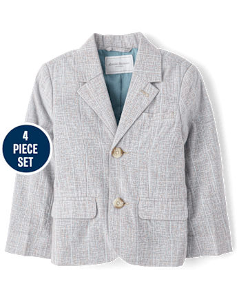 Boys Striped Linen-Blend 4-Piece Suit - Special Occasions